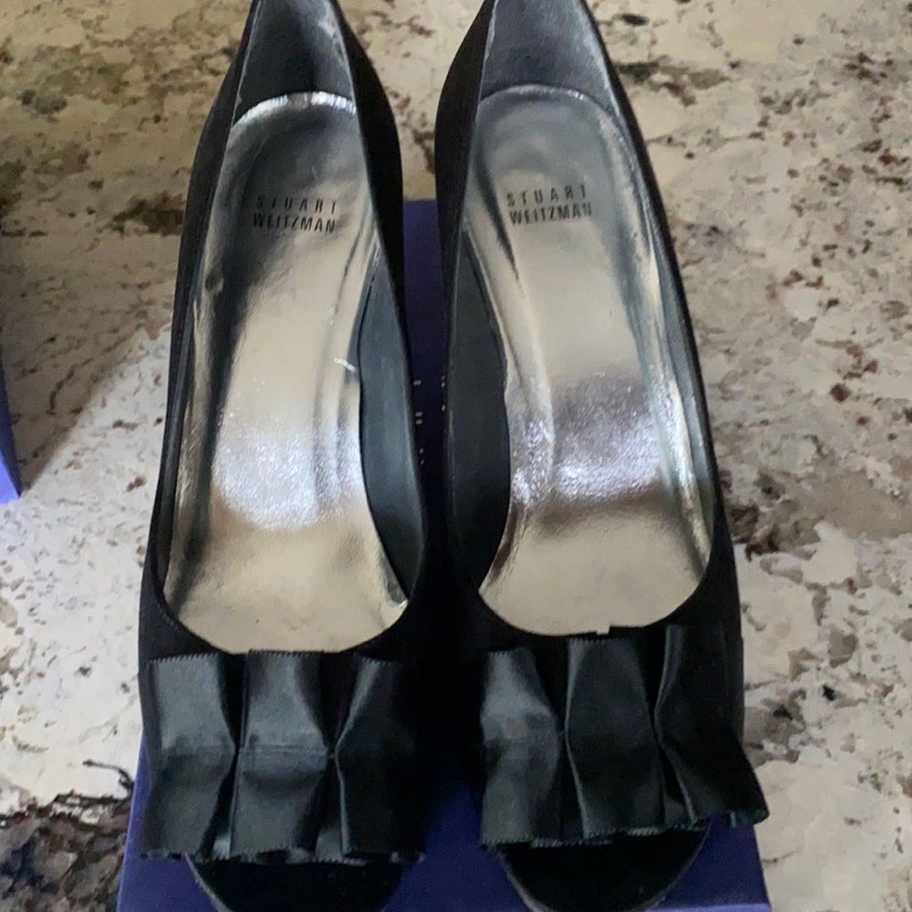 Black Satin Stuart Weitzman pumps